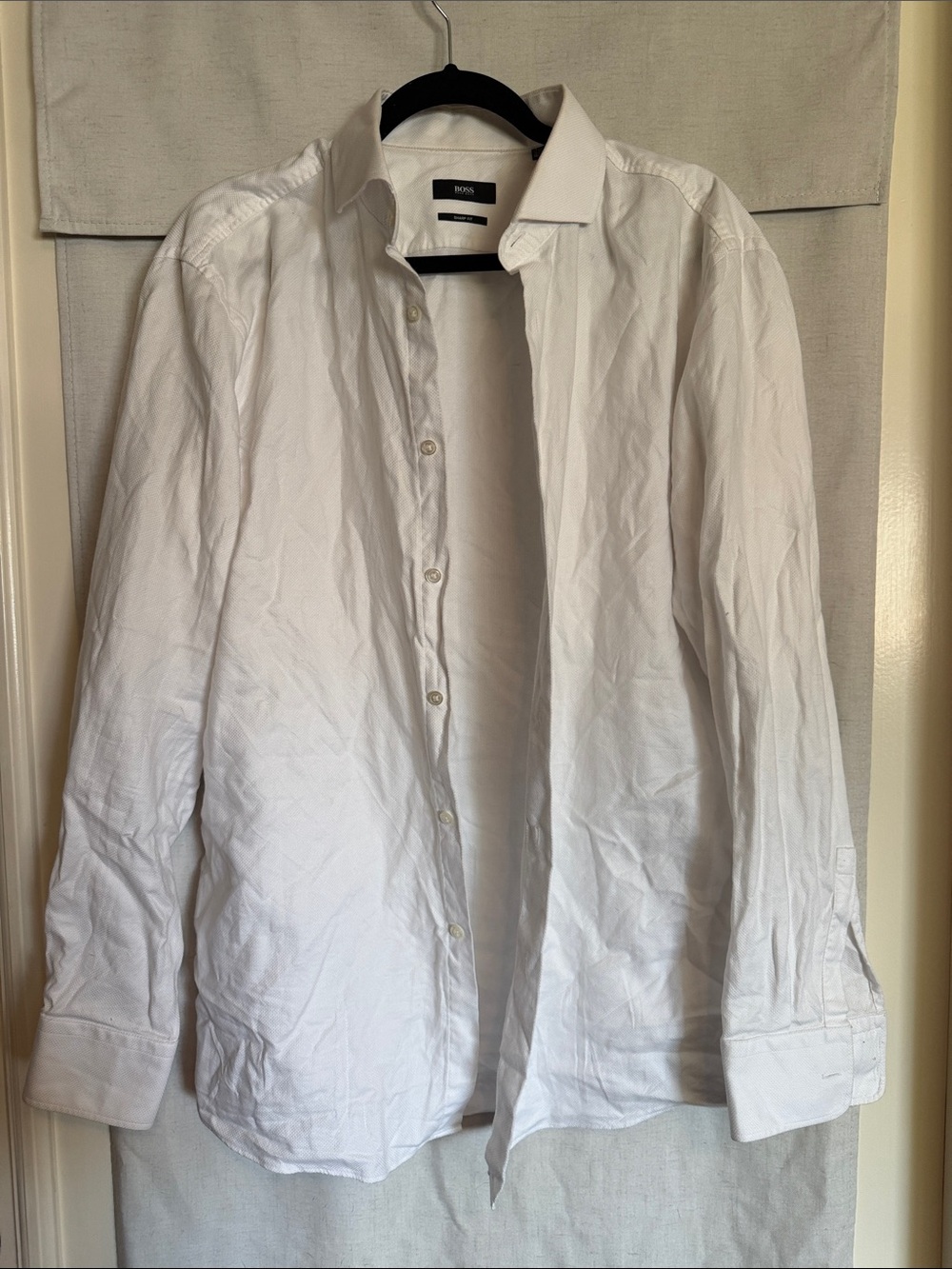 Boss White Long Sleeve Button-Up Shirt Sharp Fit